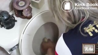 Hispanic women has diarrhea and clogs toilet