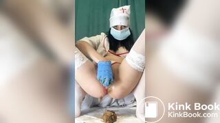 Self enema of a smutty nurse