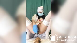 Self enema of a smutty nurse