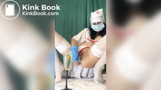 Self enema of a smutty nurse