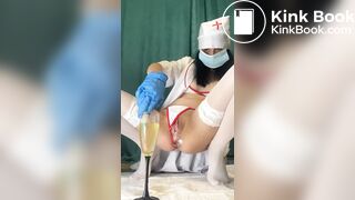 Self enema of a smutty nurse