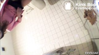 Girl shit on the floor in a public toilet