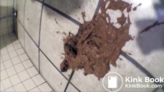 Girl shit on the floor in a public toilet