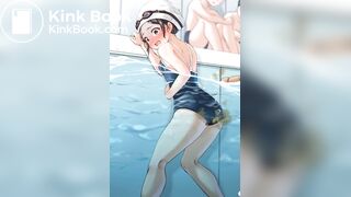 Girl pooping in pool