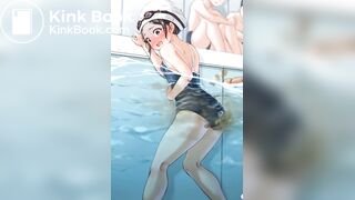 Girl pooping in pool