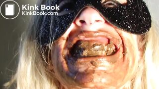 sexy masked blonde taking enormous shit in bed