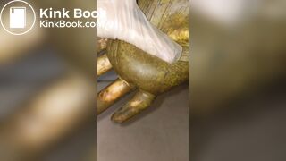 japanese girl put hand in pooped plastic glove 1