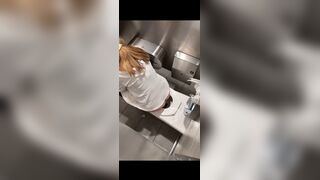 Woman grunts while pooping
