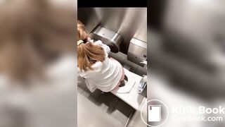 Woman grunts while pooping