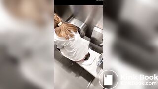 Woman grunts while pooping