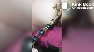 part 2 of this nasty messy pawg shitting out anal beads