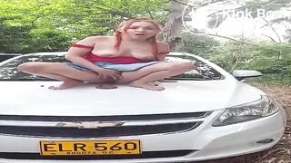 Latina poops on a car..