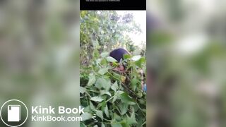 Girl pooping in bush