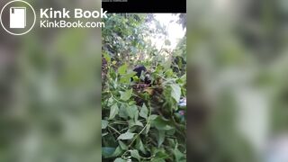 Girl pooping in bush