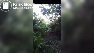 Girl pooping in bush