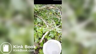 Girl pooping in bush