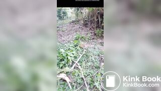 Girl pooping in bush