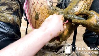 Swing in the barn with cowshit PoV