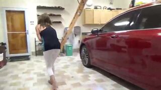 Woman Poops Leggings in Garage