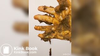 japanese girl put hand in pooped plastic glove 2