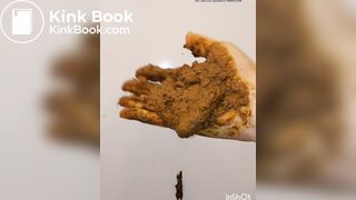 japanese girl put hand in pooped plastic glove 2