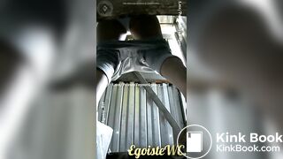 Scat voyeur in an outside toilet