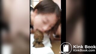 Japanese slave licks shit from plug