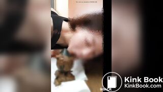 Japanese slave licks shit from plug