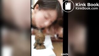 Japanese slave licks shit from plug