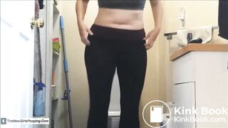 Hairy pussy girl pooping in the toilet