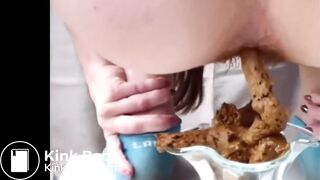Hairy Girl Takes A Massive Shit Inside A Glass Cup
