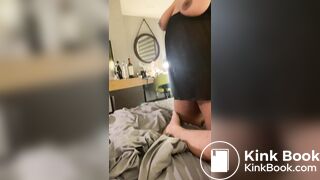 Casually feeding slave Yuna Silva fresh shit morsels