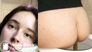 Girl Pooping on Toilet Close-Up POV Face (Collage Edit)