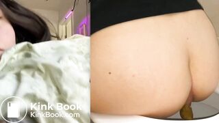 Girl Pooping on Toilet Close-Up POV Face (Collage Edit)