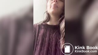 Cute girl shitting again in toilet