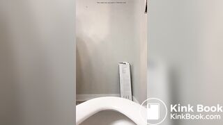 Cute girl shitting again in toilet