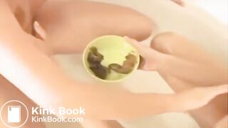 Lesbian girls scat in bathroom