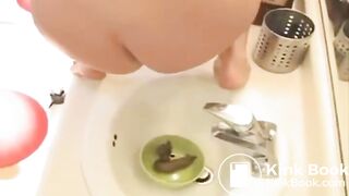 Lesbian girls scat in bathroom