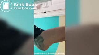 Big booty shorty takes a dump on toilet