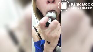 Swallowing shit from butt plug