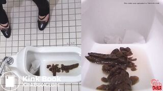 Japanese woman pooping and grunting