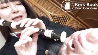 Dirty girl pisses on lucky guy