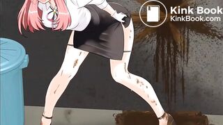 Girl hiding to release diarrhea