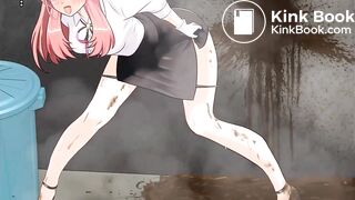 Girl hiding to release diarrhea