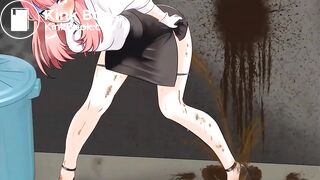 Girl hiding to release diarrhea