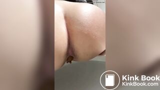 White girl taking big shit