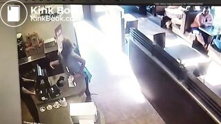 Woman in bar shits and throws it