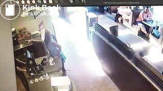 Woman in bar shits and throws it