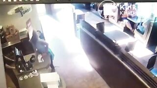 Woman in bar shits and throws it