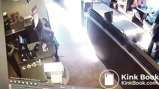 Woman in bar shits and throws it